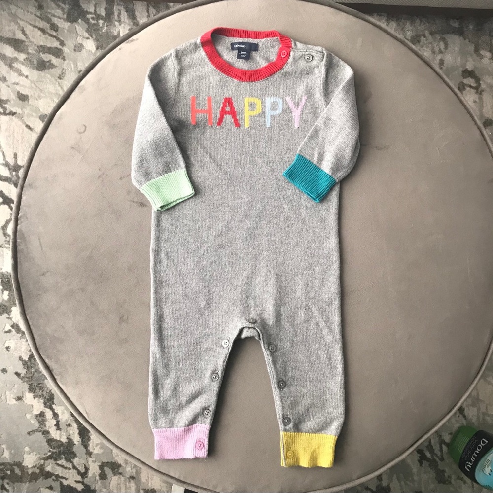 NWOT BabyGap knit one piece in grey heather/multi
